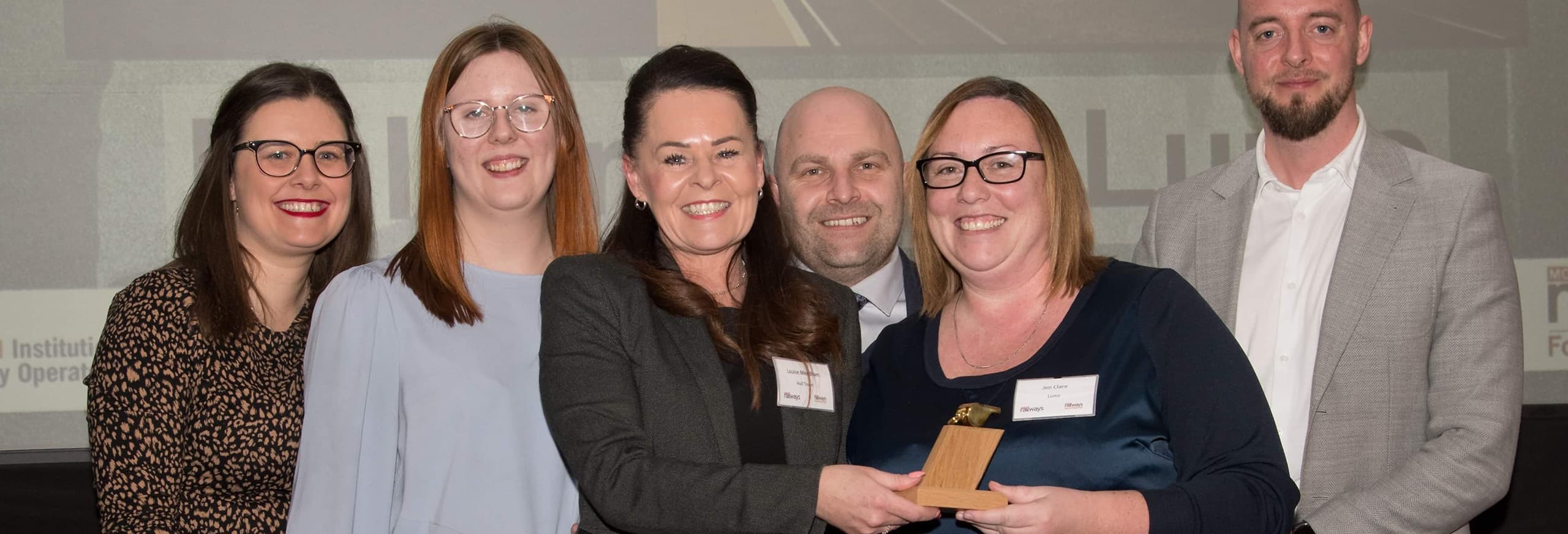 Hull Trains colleagues at the Golden Whistle Awards with their gold award