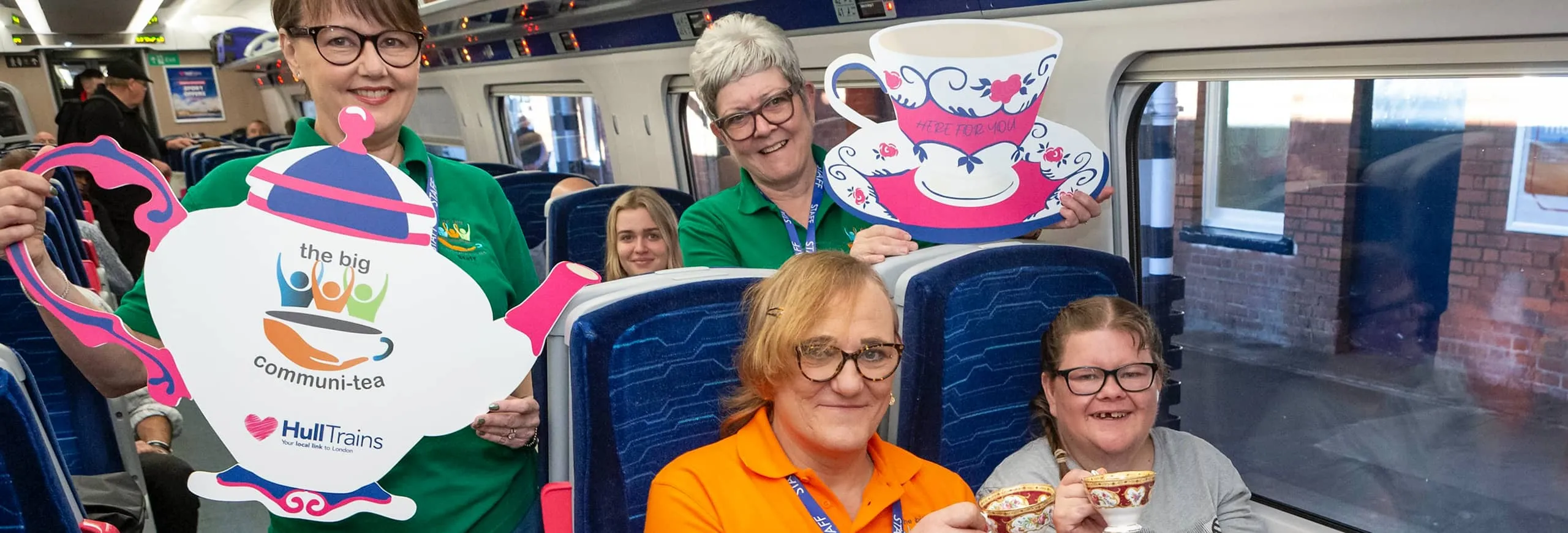 The Big Communitea team onboard a Hull Trains service travelling to London