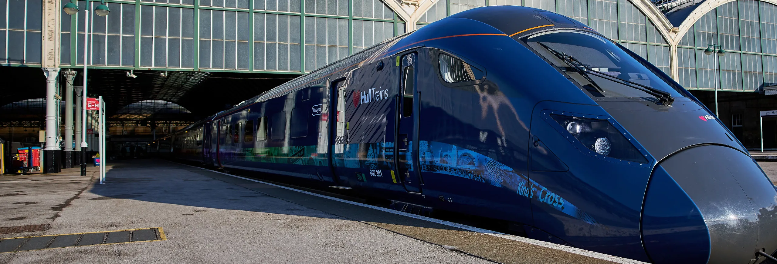Hull Trains Paragon train on the platform at Hull station