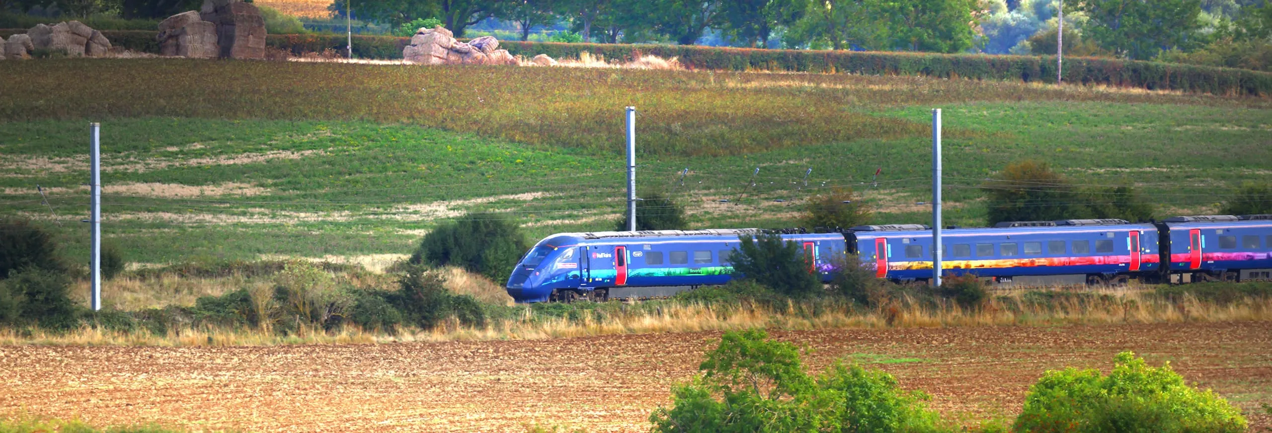 Hull Trains on route passing through fields