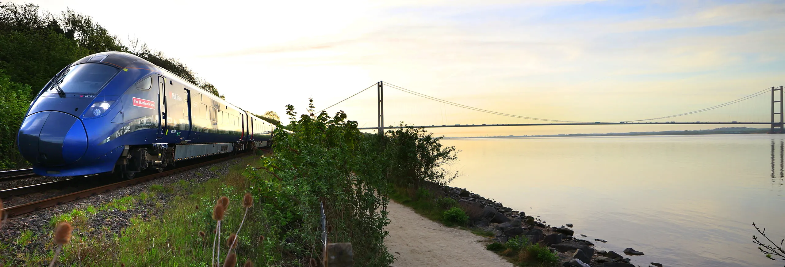 Hull Trains on route passing the Humber Bridge