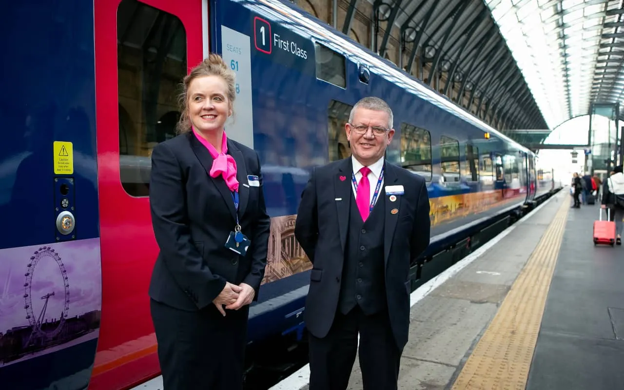 Hull Trains Paragon on board team members waiting outside the train