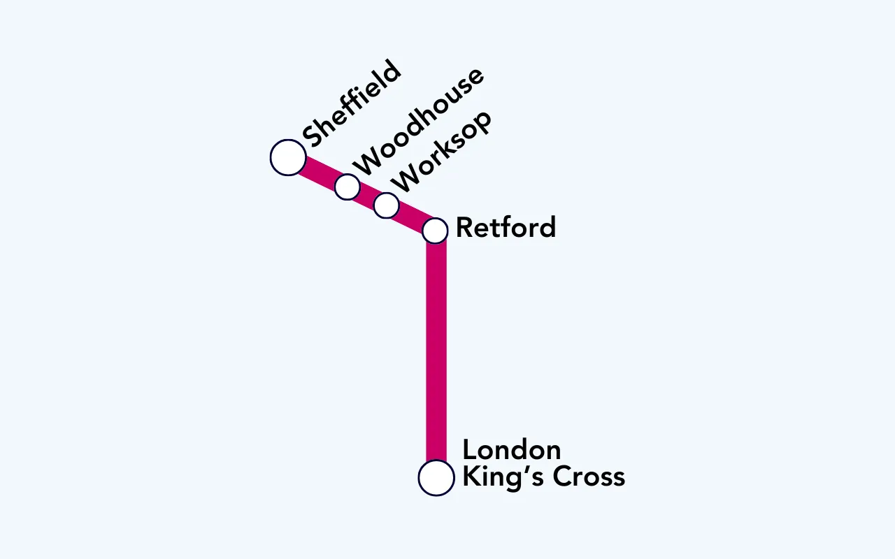 Hull Trains proposed route from Sheffield to London Kings Cross