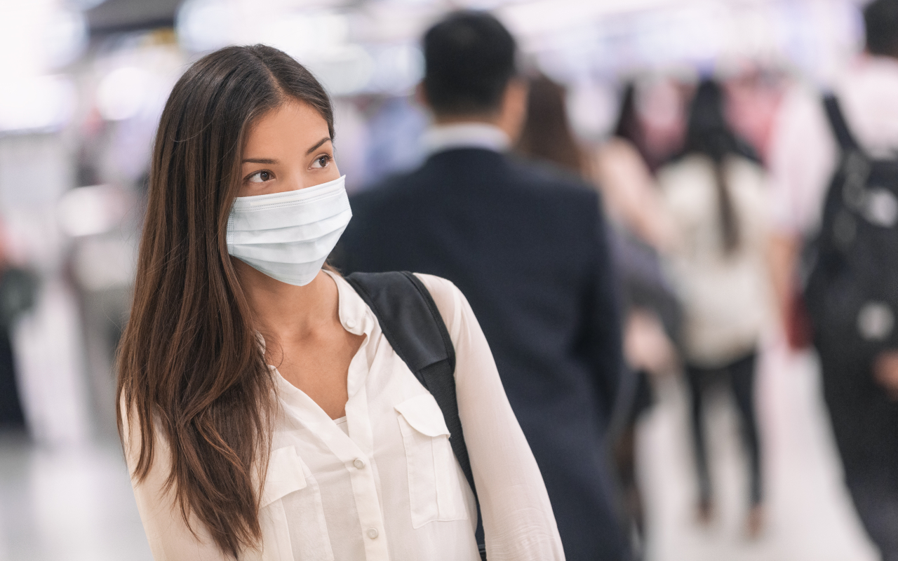 woman wearing face covering