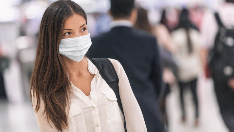 woman wearing face covering